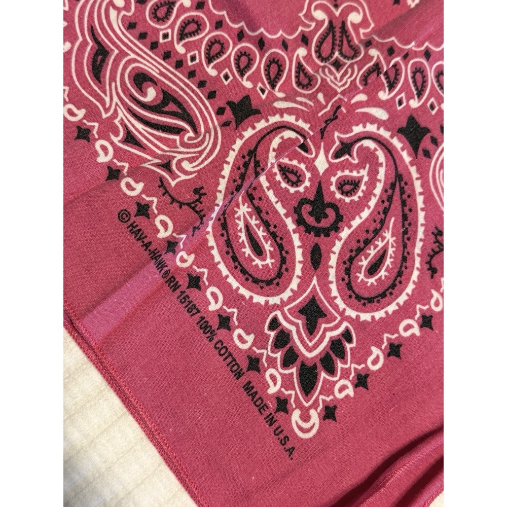 Vintage Bandana Lot of 8 Paisley Red Blue White Made in USA Cotton Western - Picture 6 of 8